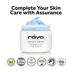 Raya Azulen Cream: application matin et soir sur peau mixte pour confort quotidien.