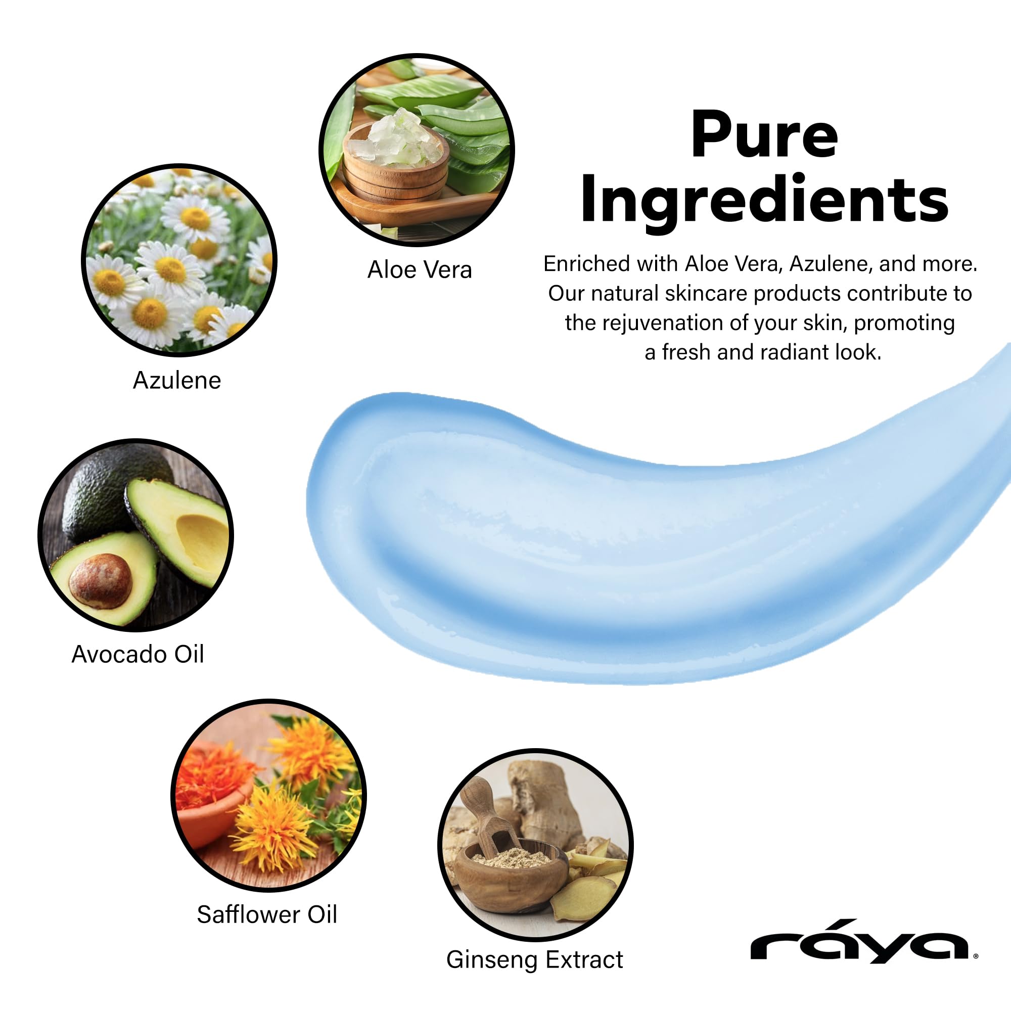 Raya Azulen Cream: texture crème douce et riche en hydratation pour la peau.