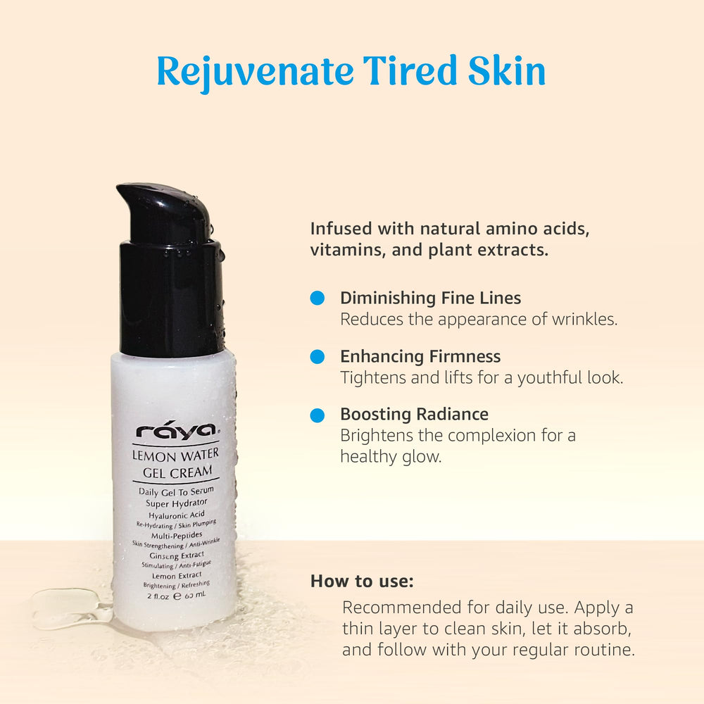 Raya creme gel eau citron etiquette montre le soin quotidien du visage.