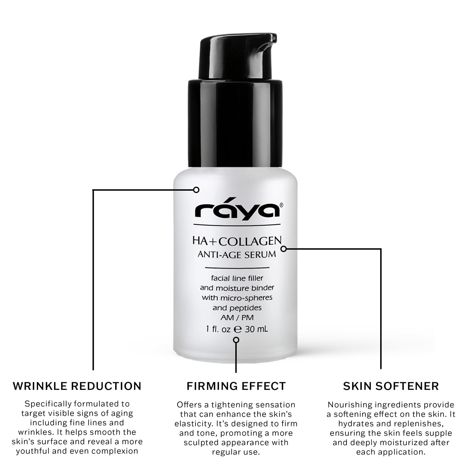 RAYA HA + Sérum anti-rides : réduit visiblement les ridules sans irritation.