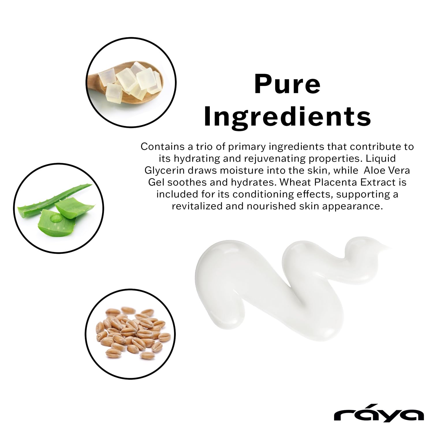 RAYA HA + Sérum texture crème : application douce et peau hydratée.