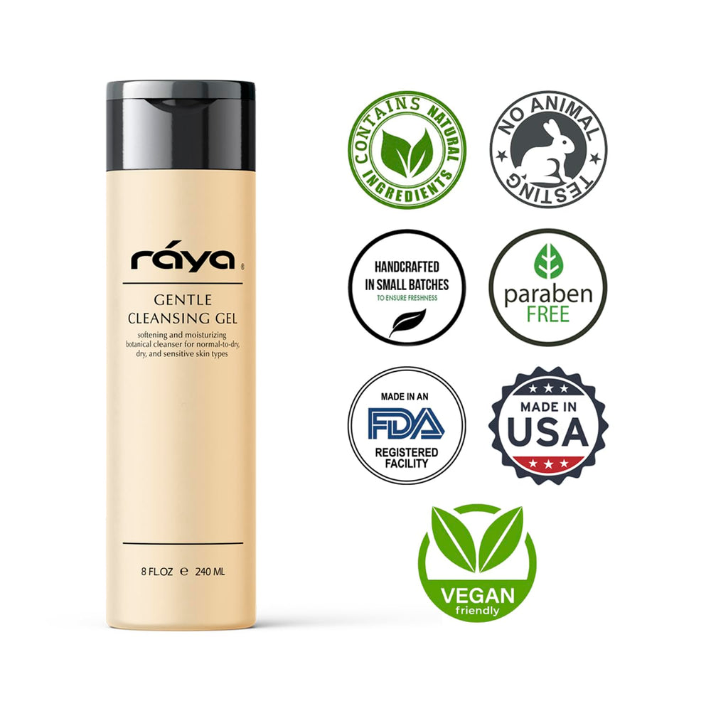 Raya Gel Nettoyant Visage – formule naturelle respectueuse de la peau sèche.