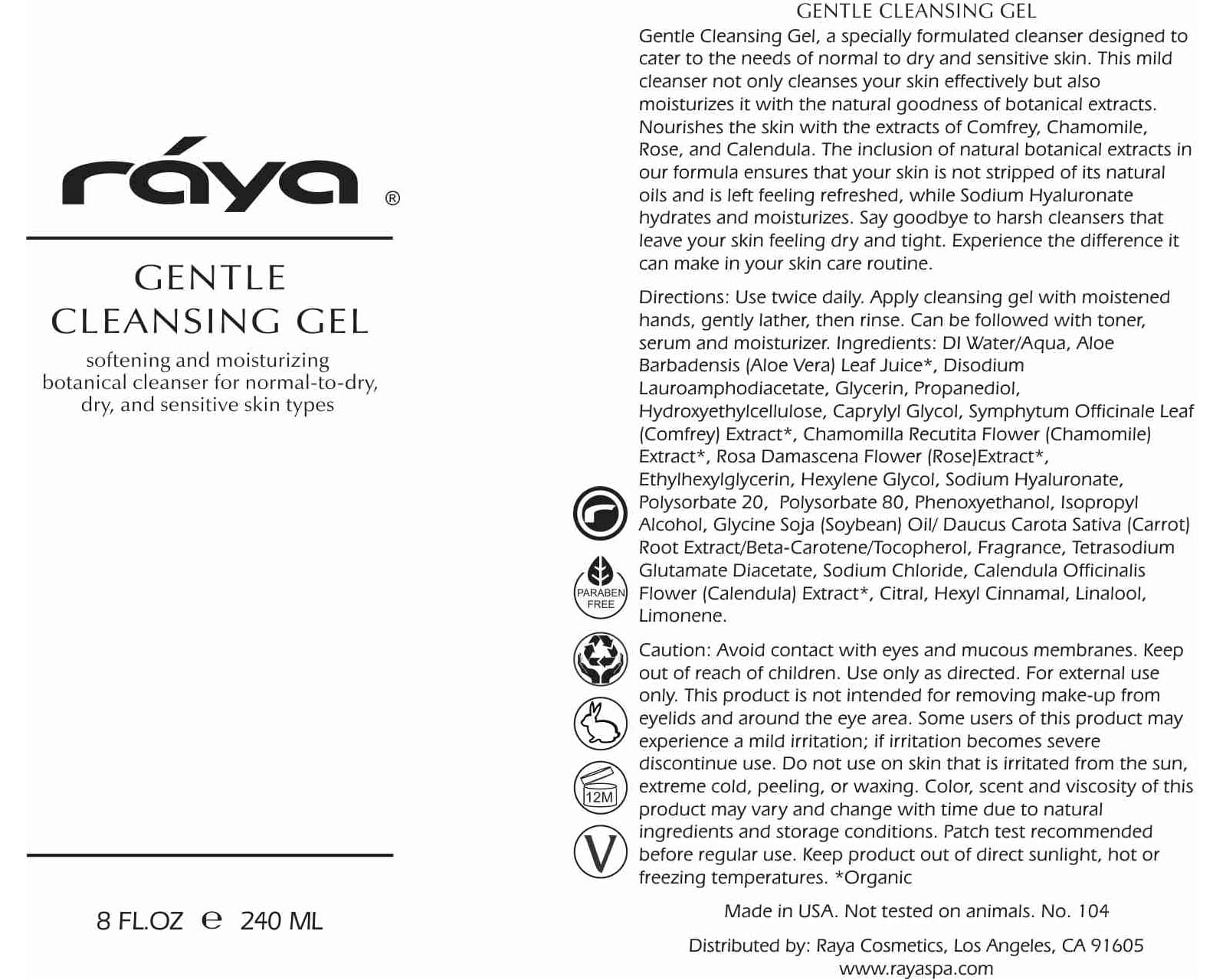 Raya Gel Nettoyant Visage – parfum léger pour une sensation fraîche après lavage.