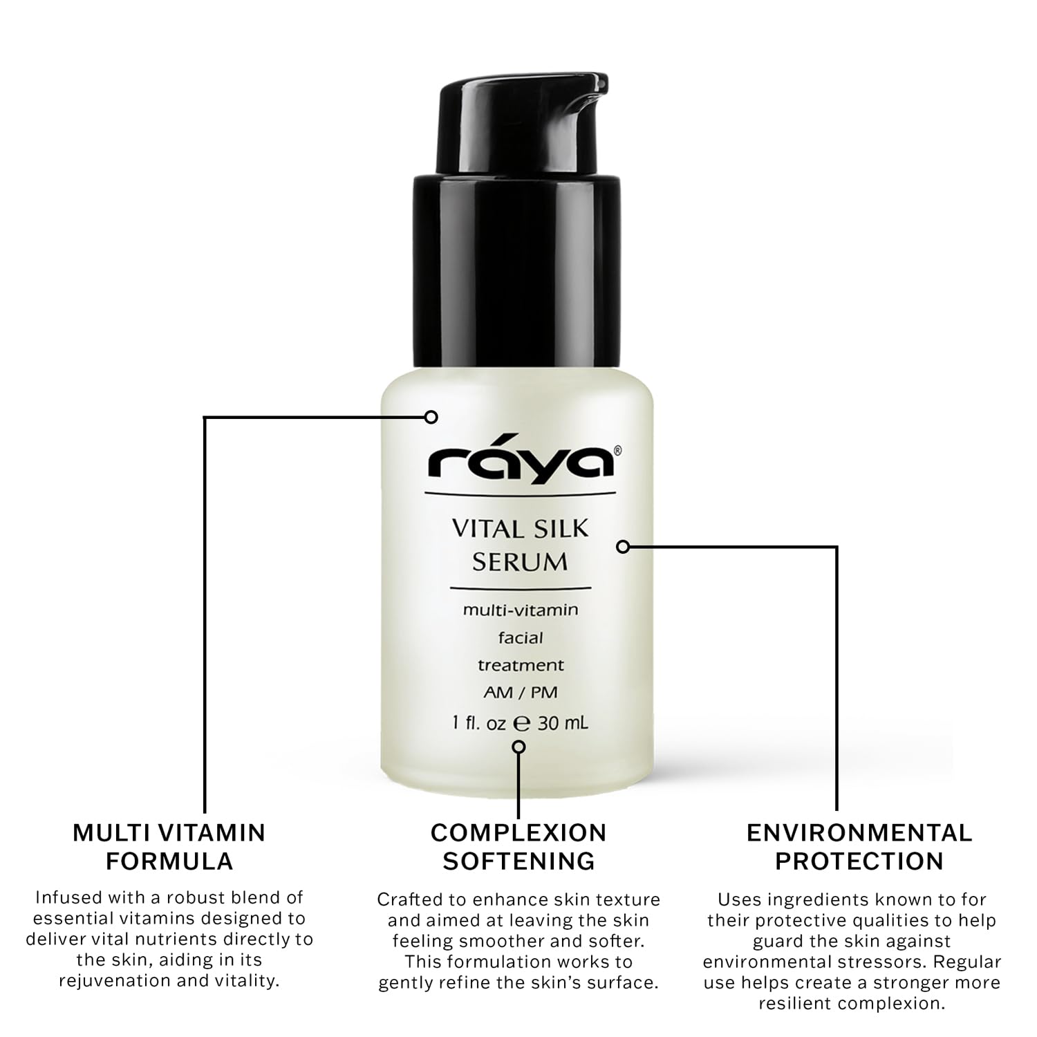 Raya Vital Silk Serum, teint-lisse, peau plus uniforme et lumineuse.