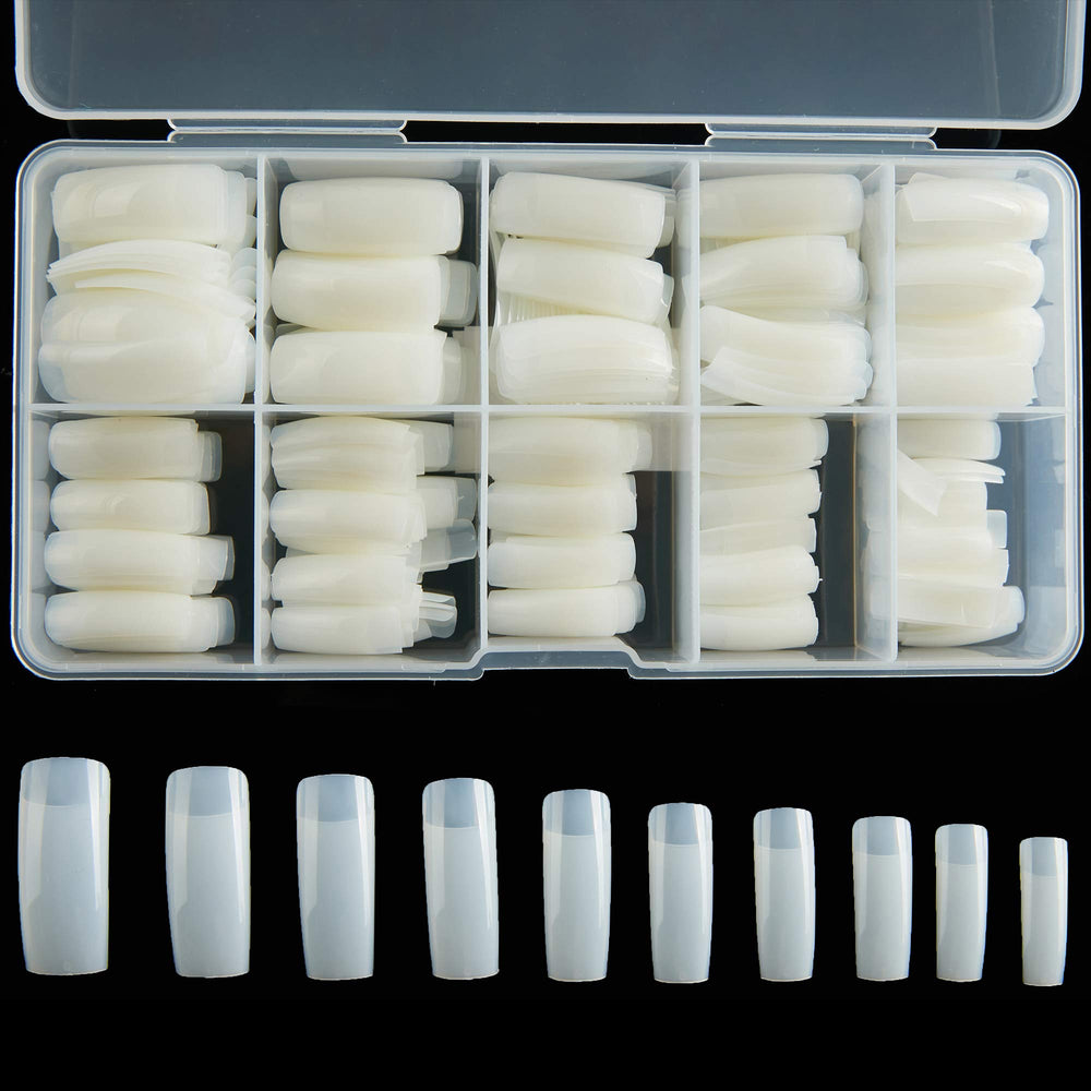 Demi-couverts RayanWay pour ongles en acrylique, boîte pratique.