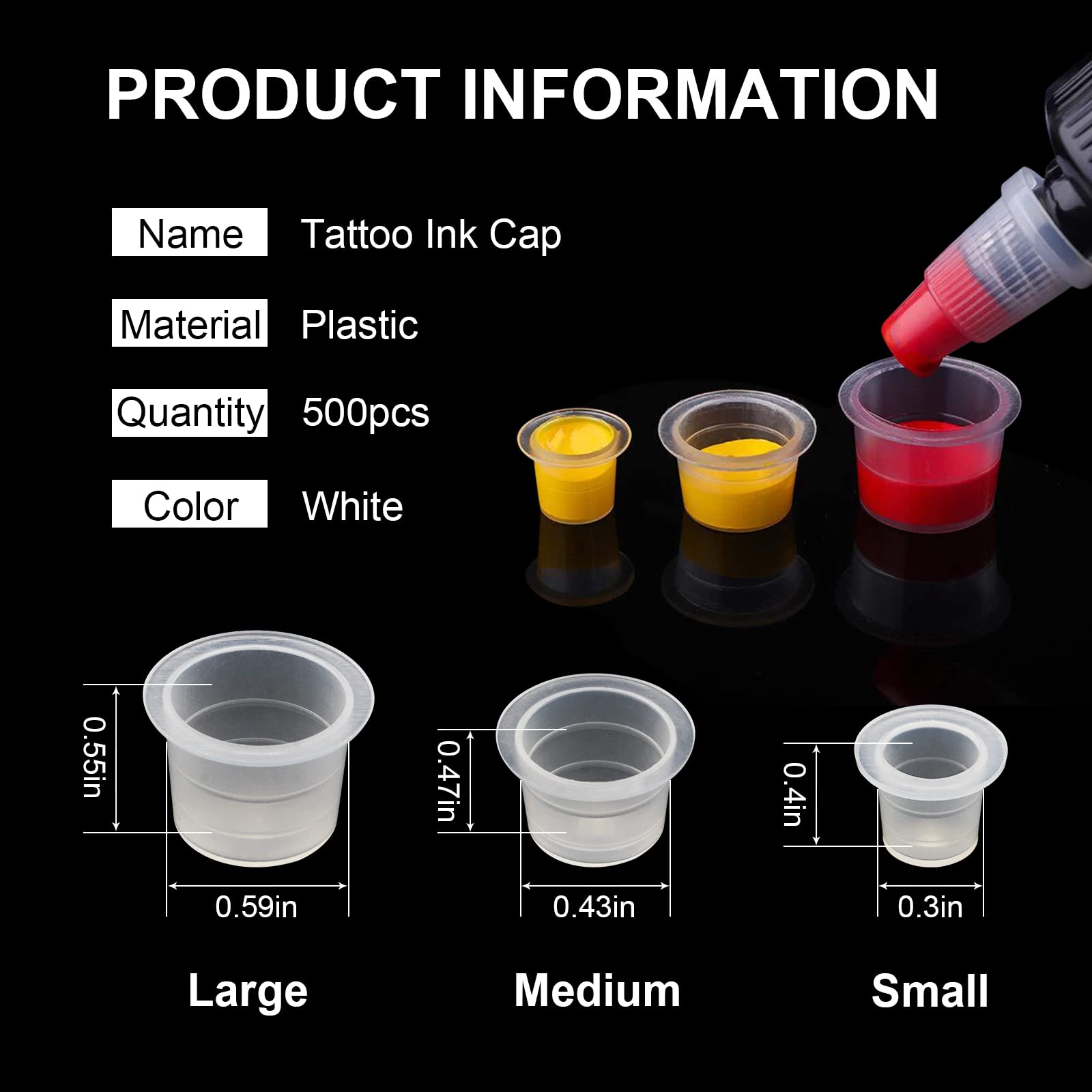 Rayyl caps encre tatouage 15 mm, grands et faciles à prélever.