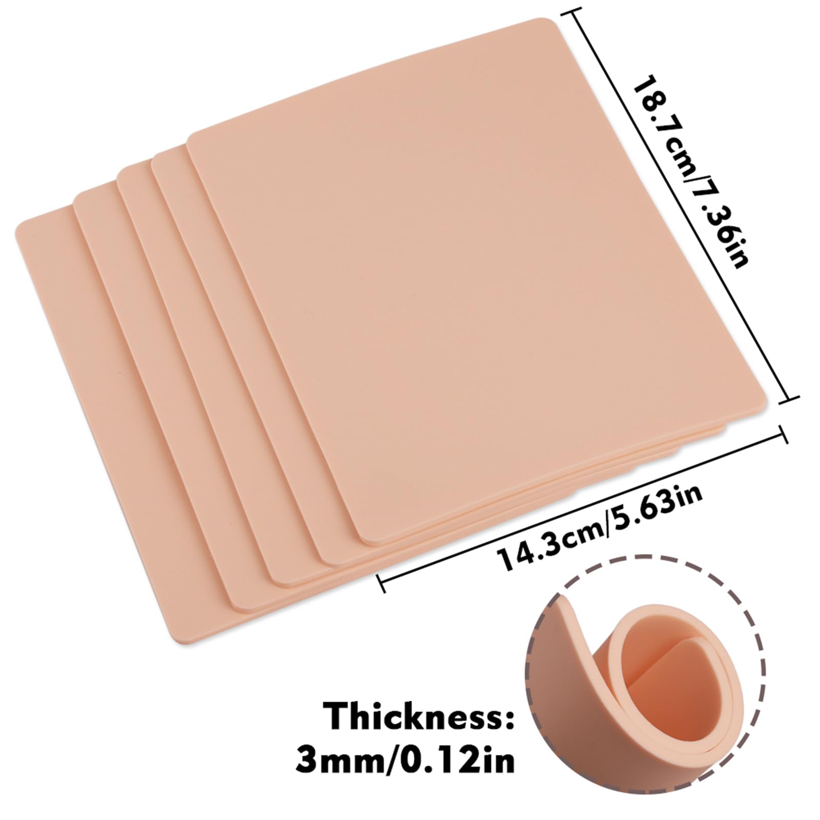Rayyl peau pratique tatouage 3mm – utilisation double-face pour l'apprentissage sur différentes zones du corps.
