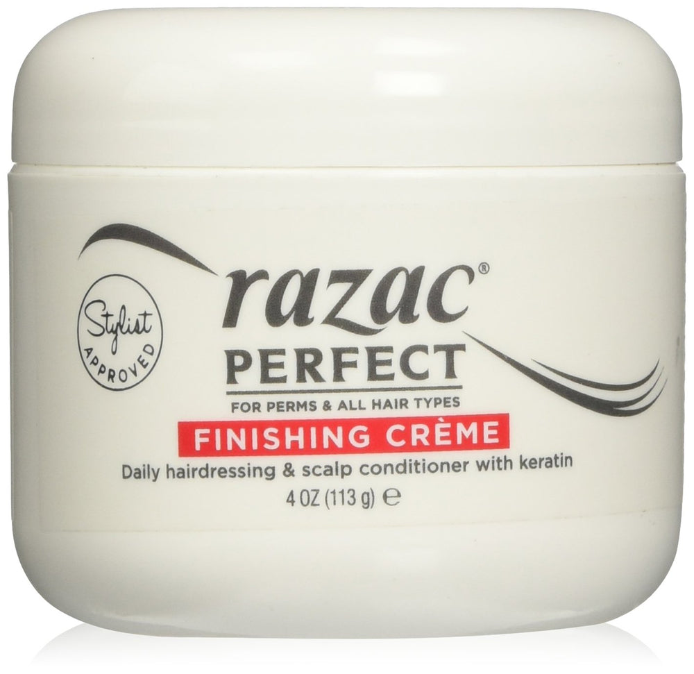 Razac crème de finition pour perms, flacon 113 g, texture soyeuse et légère.