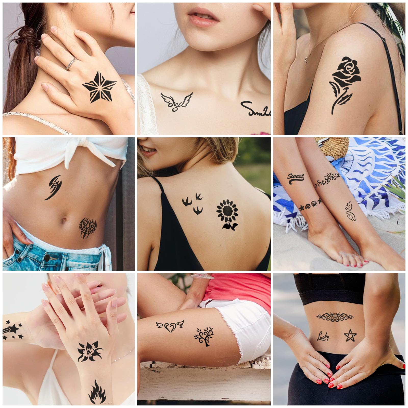 Razet pochoirs tatouage temporaire corps; usage pratique sur diverses zones