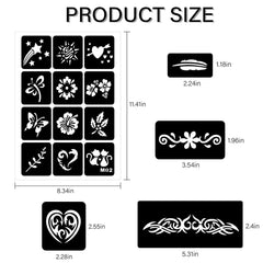 Razet pochoirs tatouage temporaire fleurs; motifs délicats et élégants