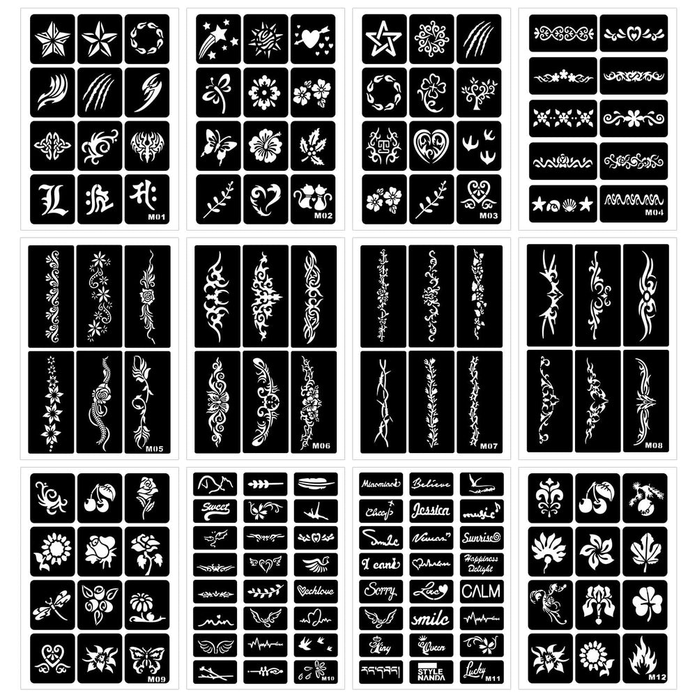 Razet pochoirs tatouage temporaire mots-signes; personnalisations rapides et ludiques