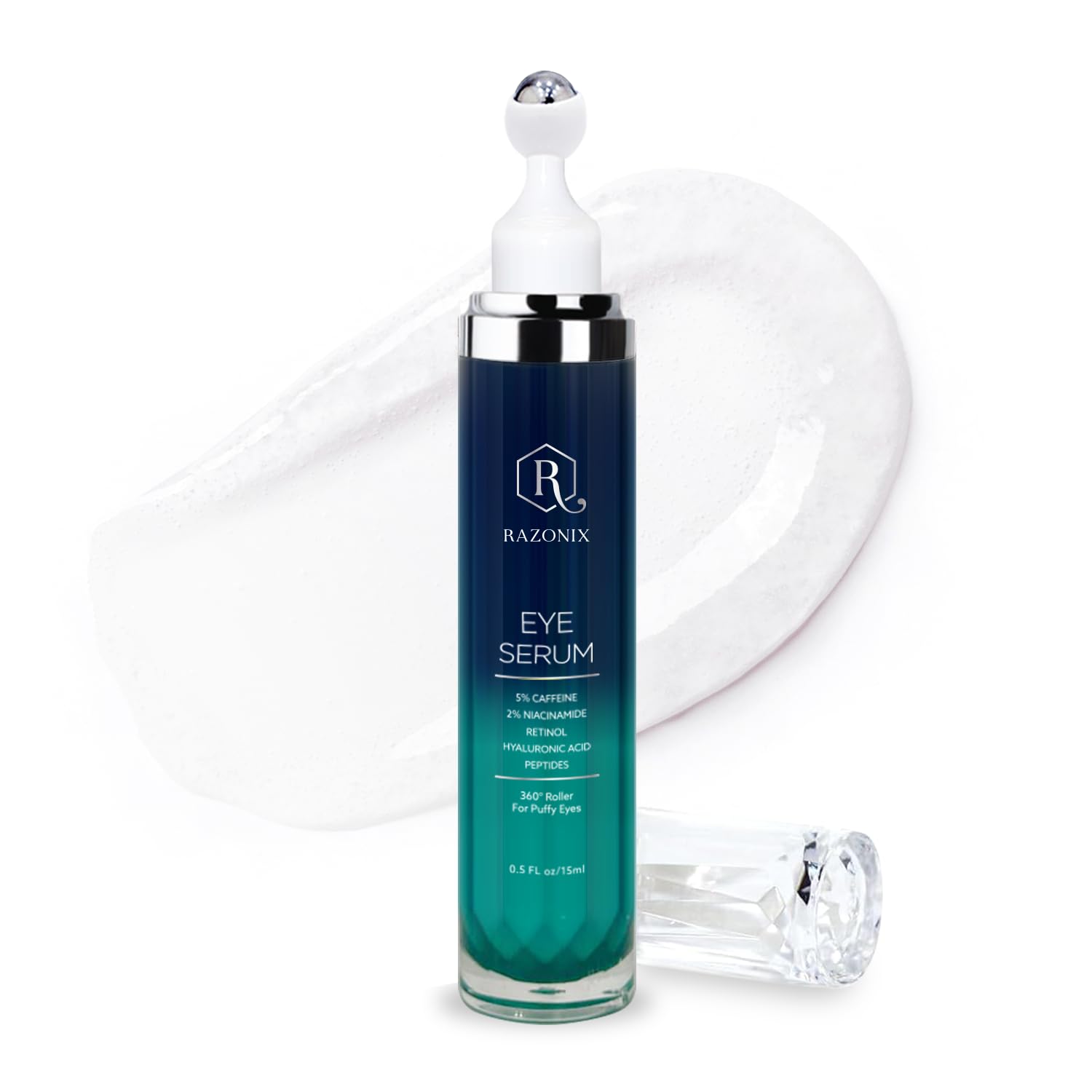 RAZONIX eye bags treatment cooling roller used to refresh the under-eye area.