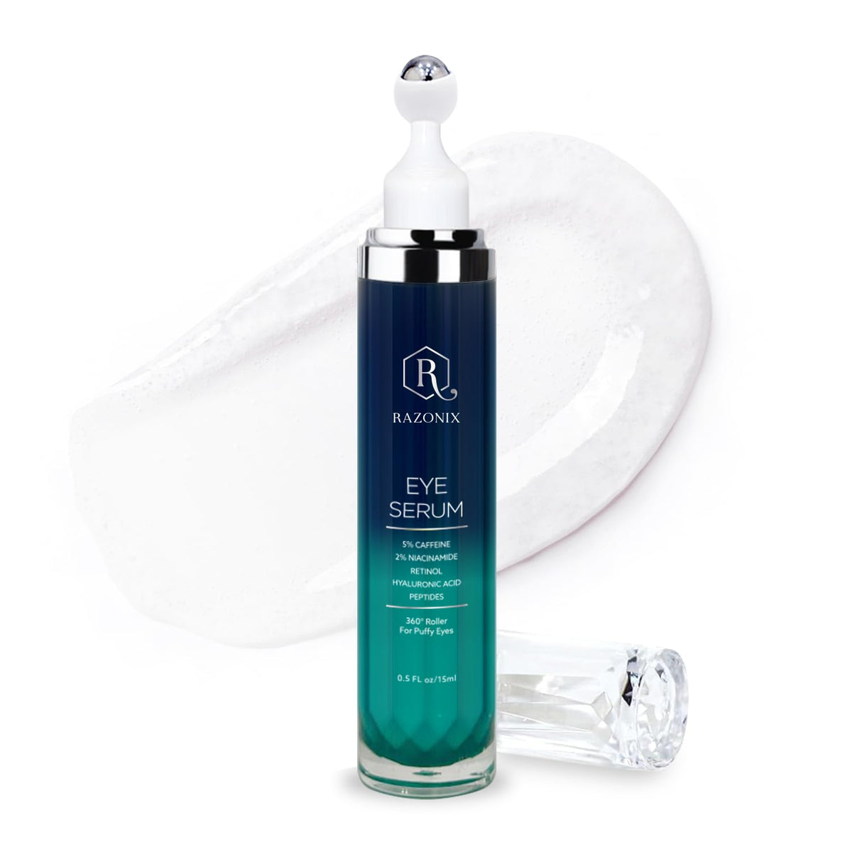RAZONIX eye bags treatment cooling roller used to refresh the under-eye area.