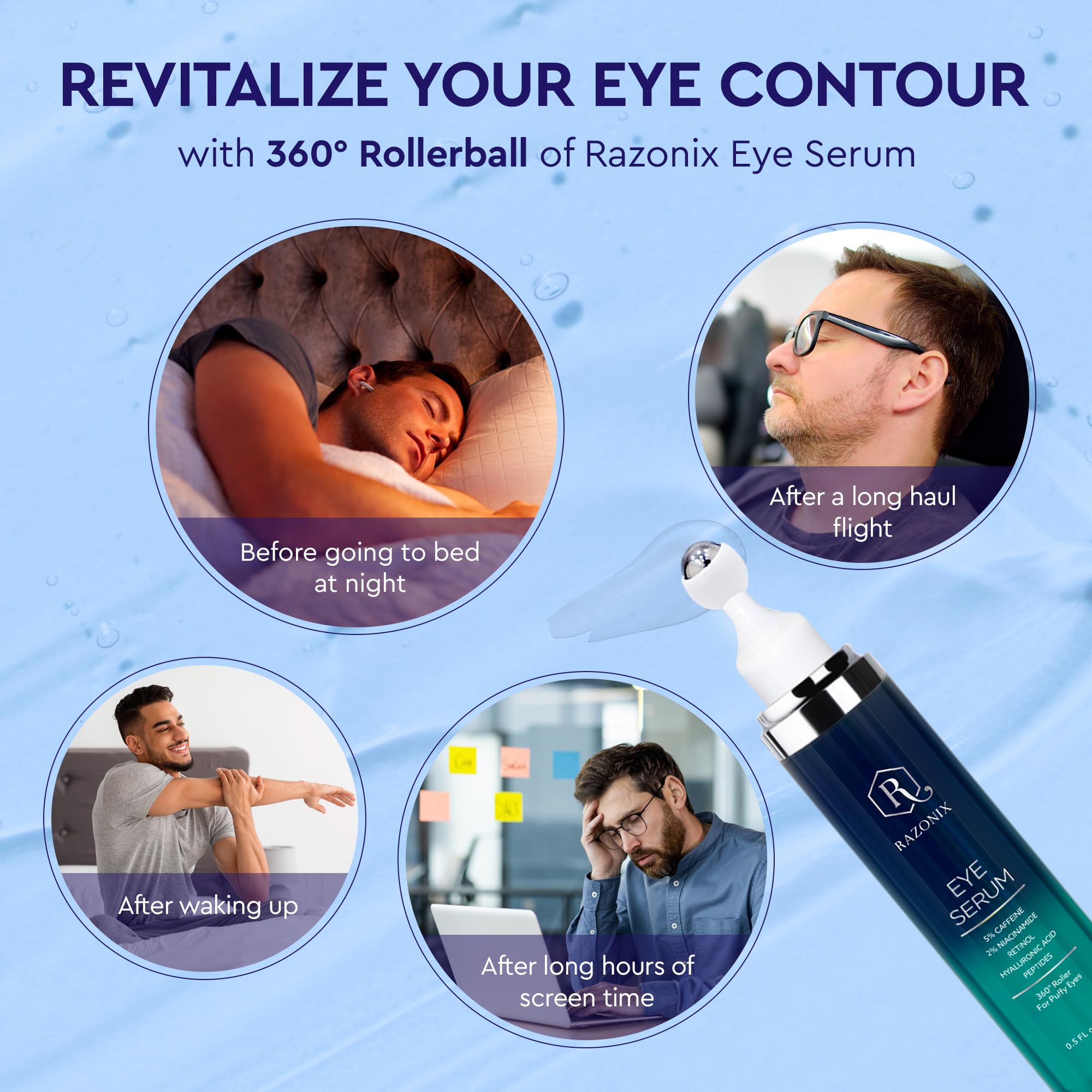 RAZONIX lightweight serum texture ready for quick, non-greasy absorption.