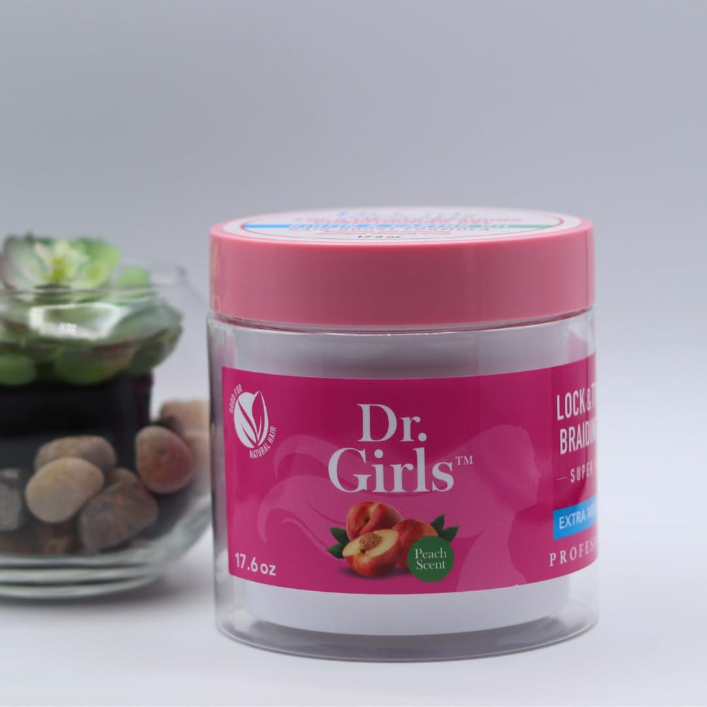 R&B Collection Braiding Edge Gel Honey Peach – avant-après sur cheveux tressés.