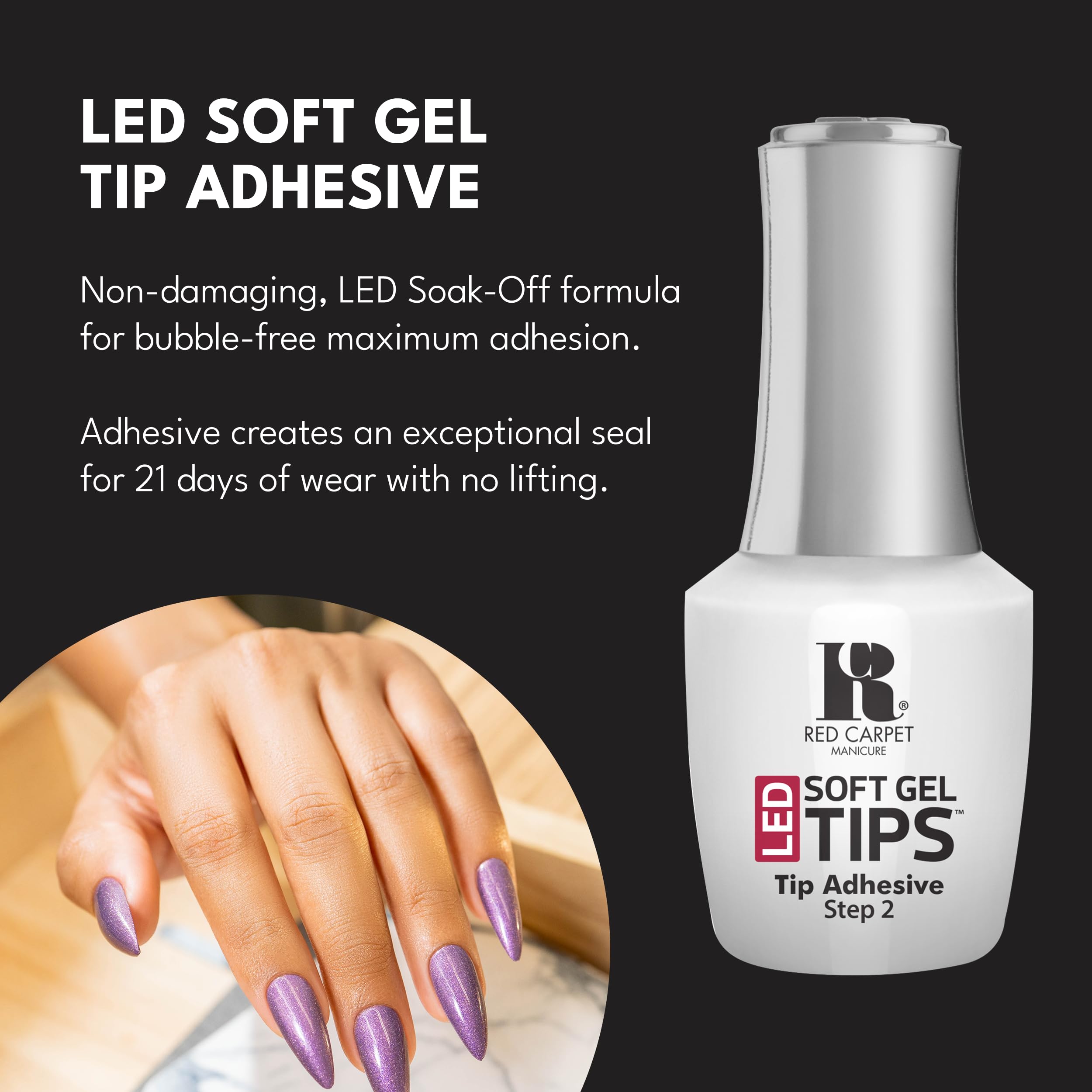 RC Red Carpet Manicure: application précise sur ongles, résultat lisse et sans bulles.