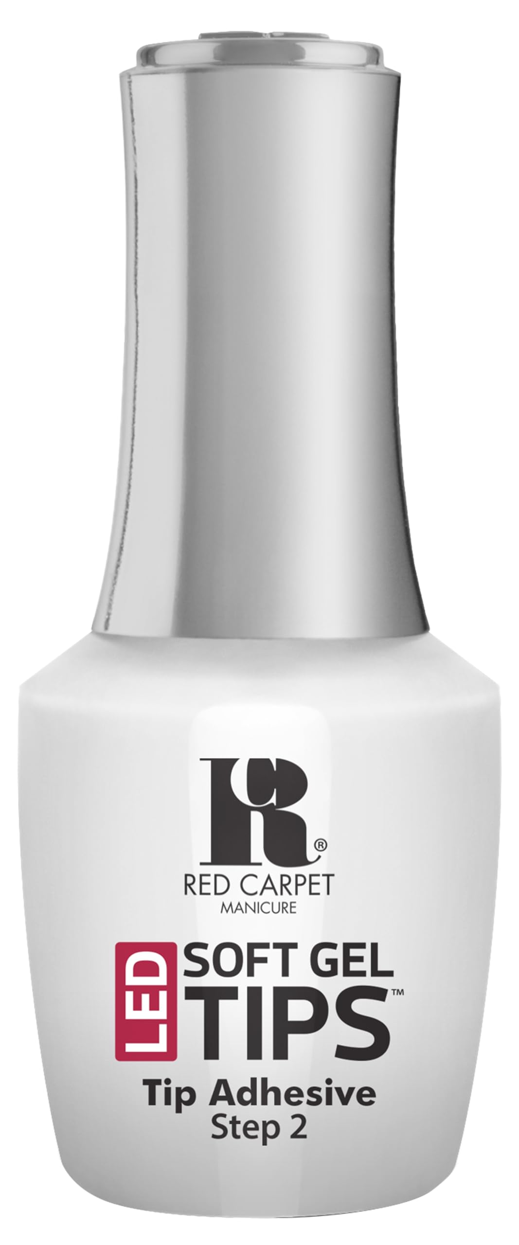 RC Red Carpet Manicure: adhésif LED Soft Gel Tip, flacon visible pour une adhérence durable.