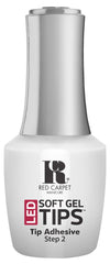 RC Red Carpet Manicure: adhésif LED Soft Gel Tip, flacon visible pour une adhérence durable.