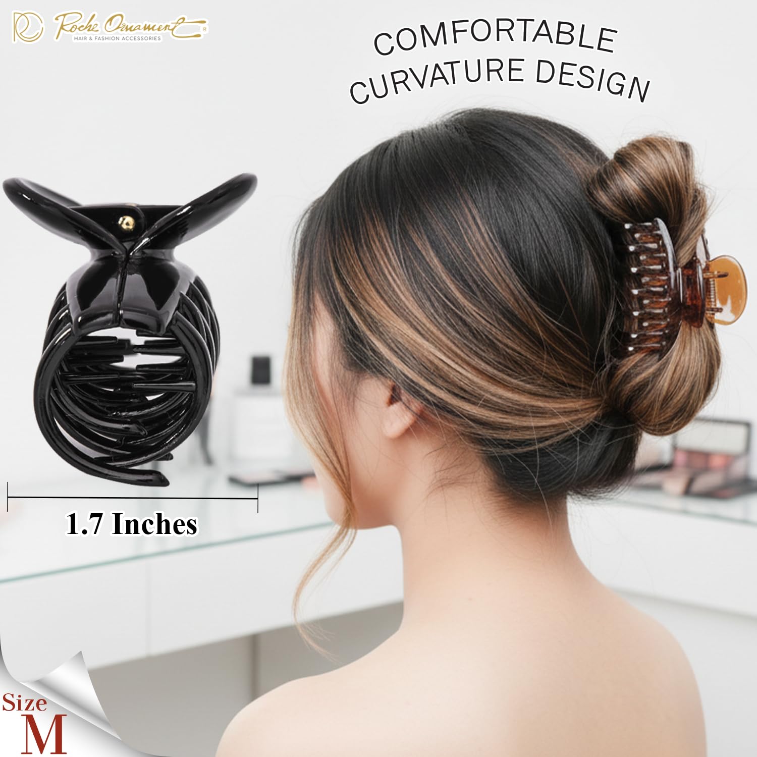 RC ROCHE pinces à griffes noires, ajustement sûr pour tous les types de cheveux.