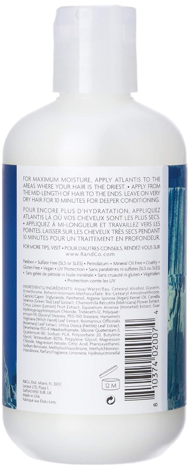 R+Co Atlantis – étiquette du produit montrant le soin hydratant pour cheveux