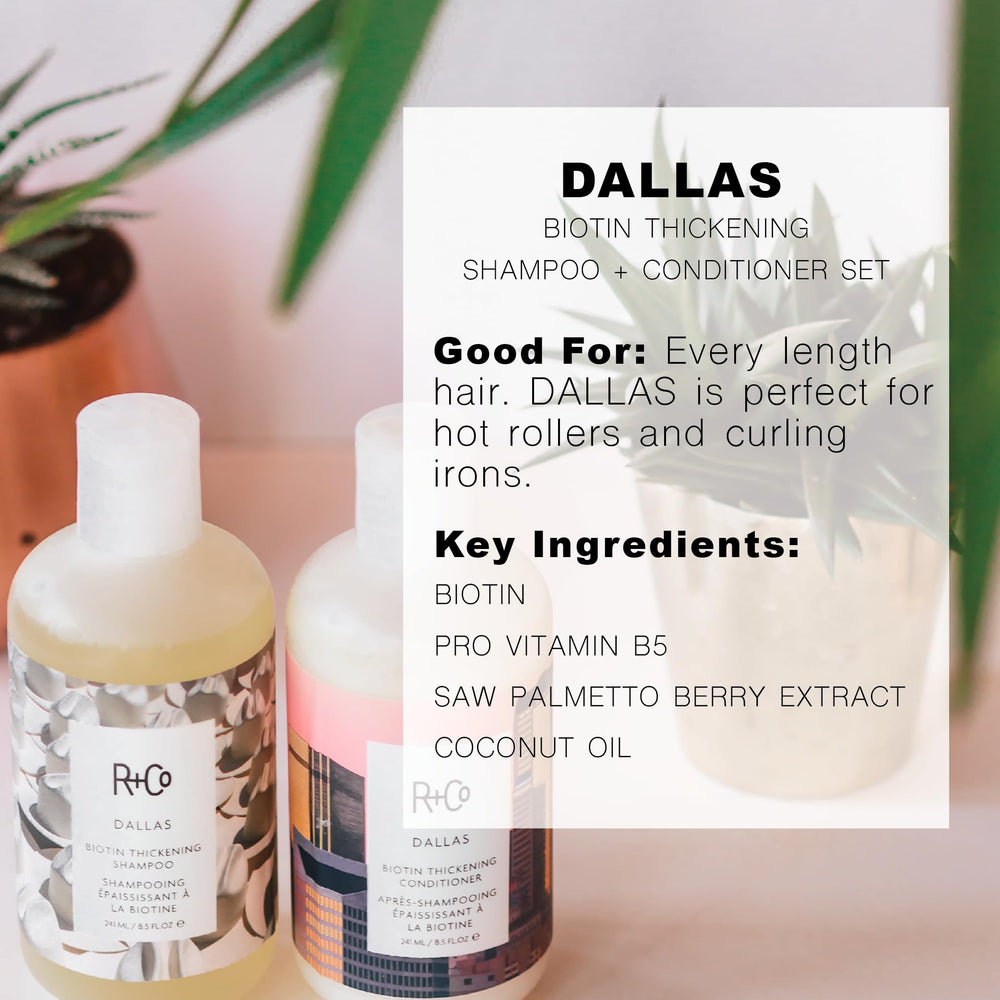 R+Co Dallas Biotin Conditionneur en flacon, douceur et tenue sans lourdeur.