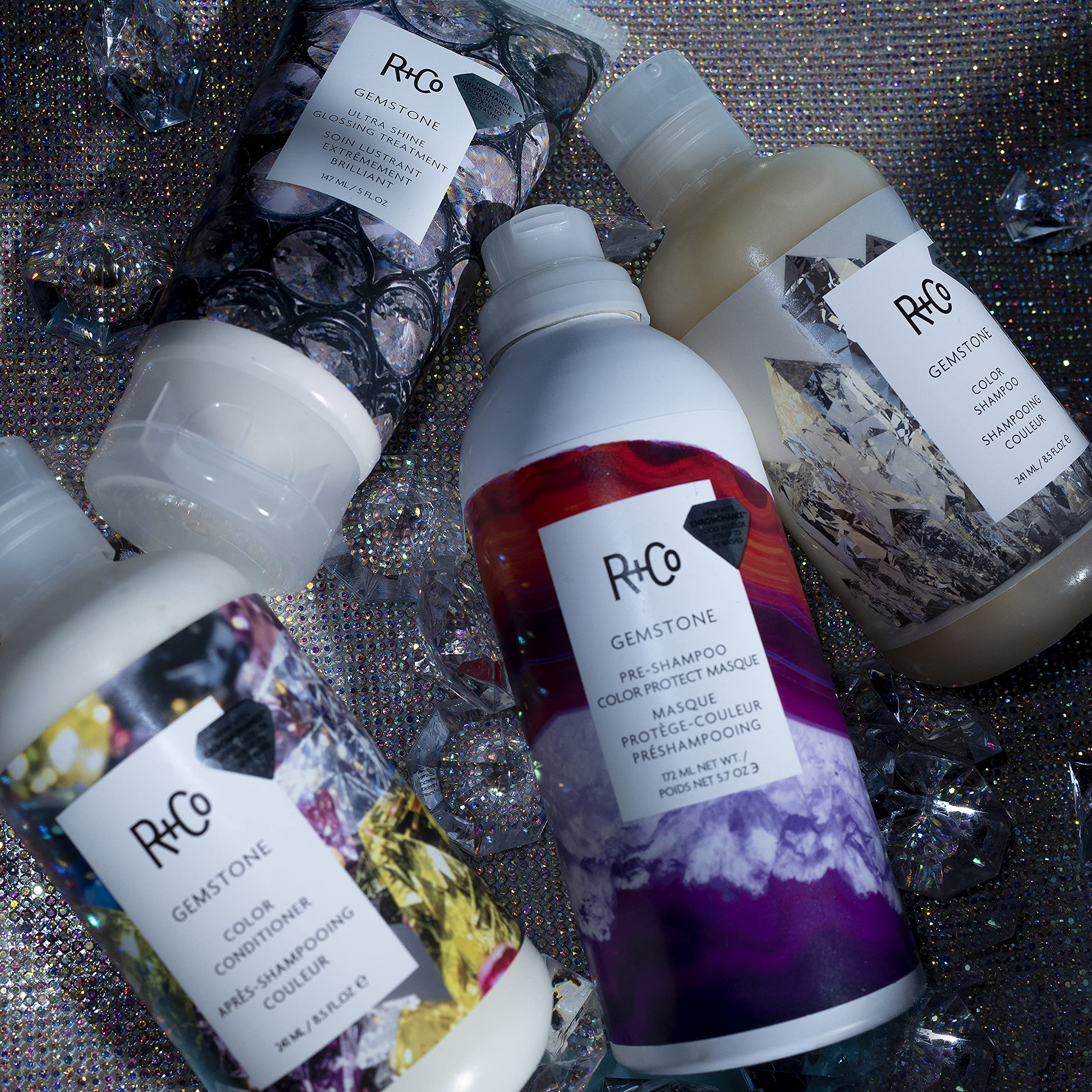 R+Co Gemstone Ultra Shine protection UV pour couleur durable.