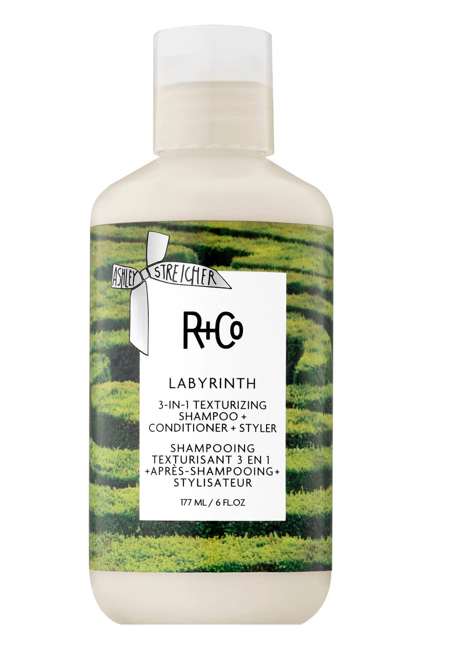 R+Co Labyrinth, bouteille-pompe, facilité d’application en douche et volume léger.