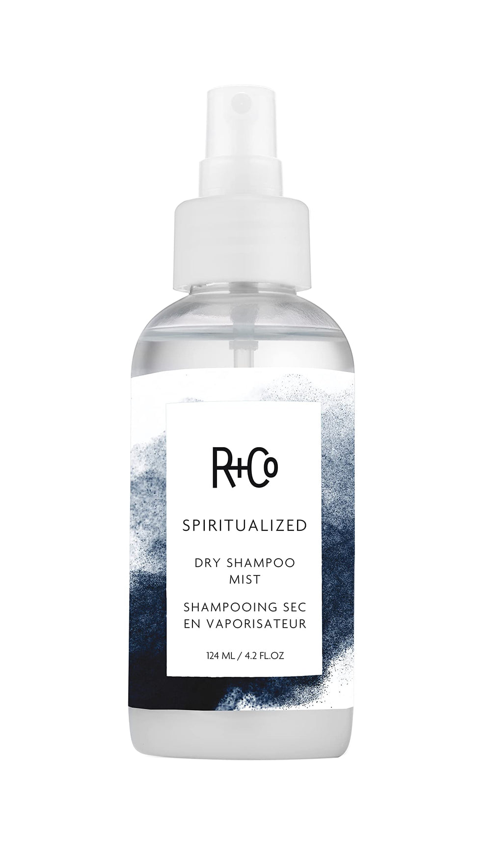 R+Co Spiritualized brume-shampooing-sec bouteille rafraîchit cheveux et cuir chevelu sans résidu.