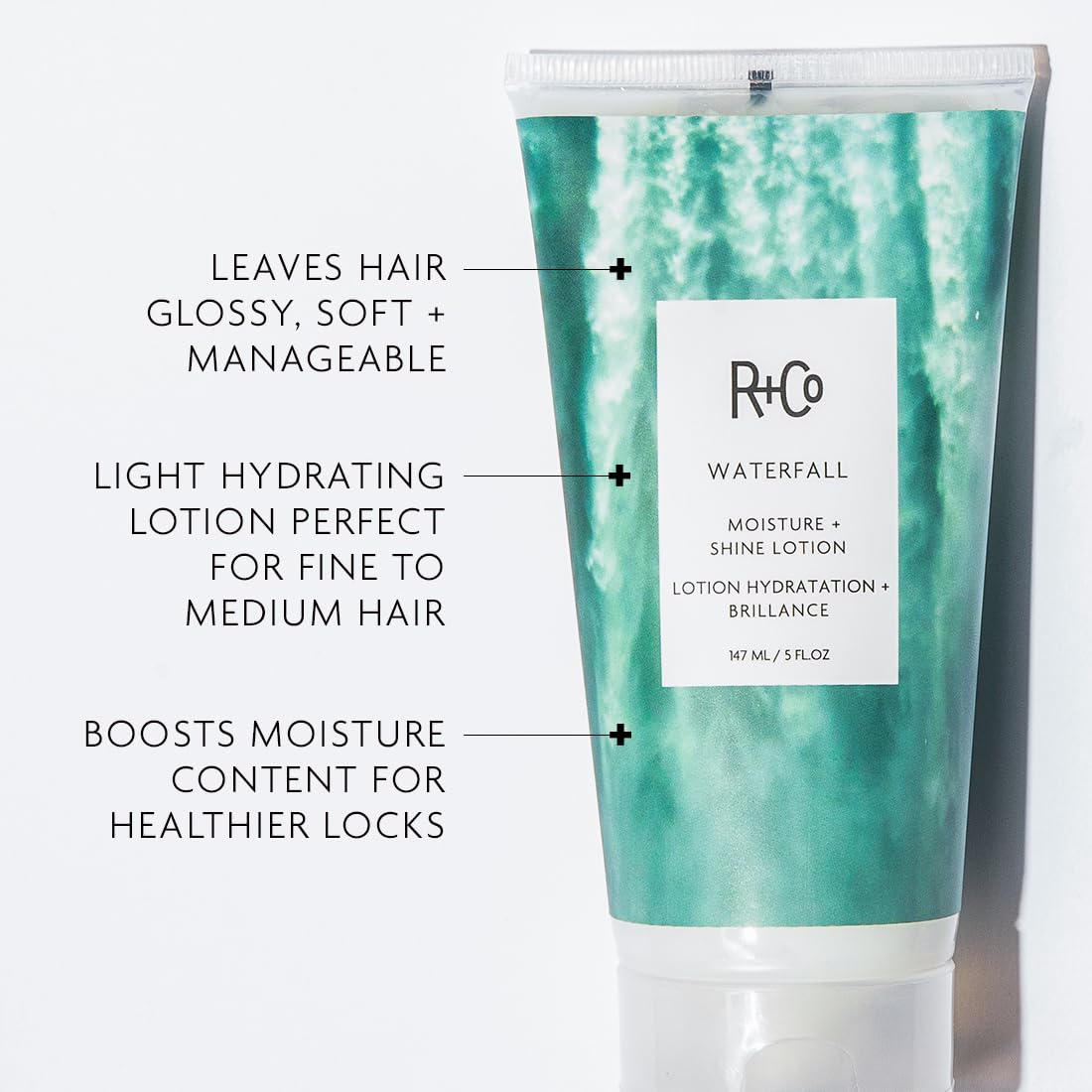 R+Co Waterfall appliqué sur cheveux fins pour douceur et brillance naturelle
