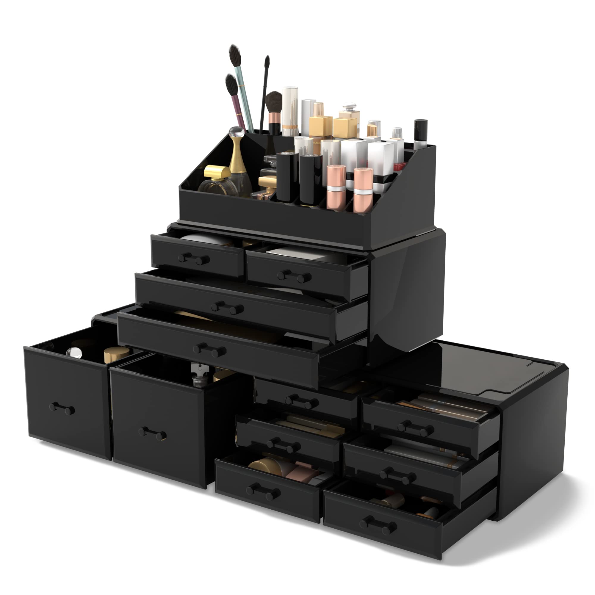 READAEER Organisateur maquillage 12 tiroirs, accès rapide et rangement élégant.
