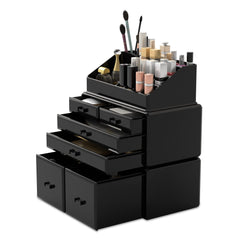 READAEER Organisateur maquillage 3 pièces avec 6 tiroirs pour ranger pinceaux et rouges à lèvres.