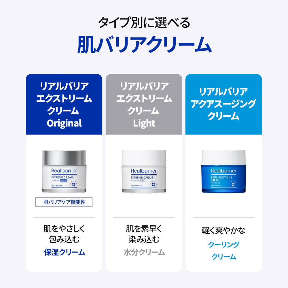 Absorption rapide du Real Barrier Extreme Cream Light, sensation légère sans fini gras.