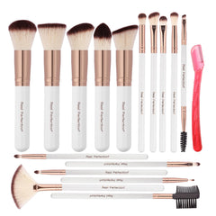 Real Perfection ensemble pinceaux maquillage 16 pièces, pack complet pour application précise du fond de teint