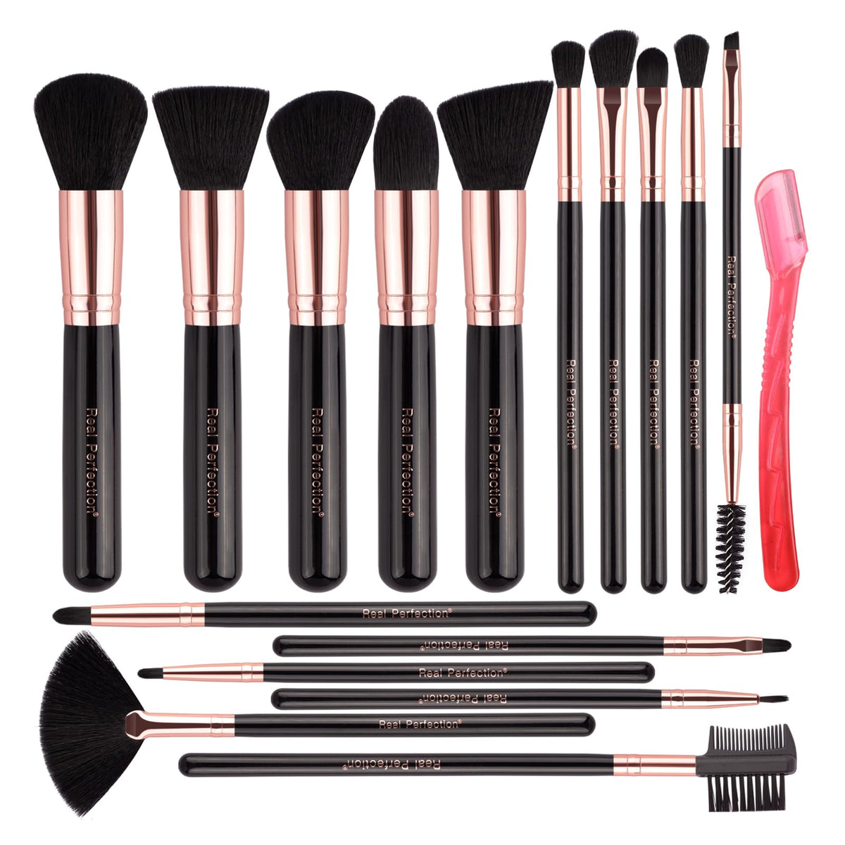 Real Perfection - ensemble pinceaux maquillage: application précise et professionnelle