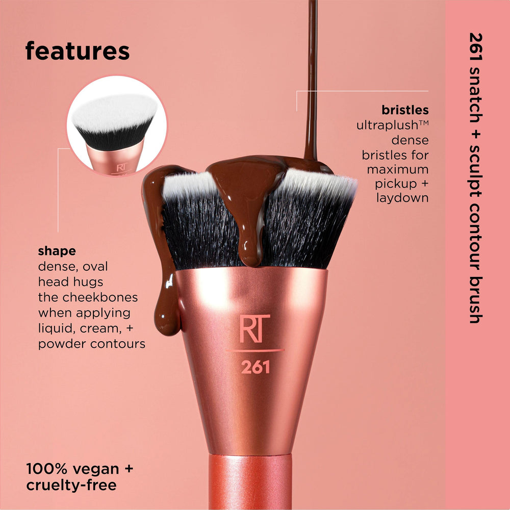 Real Techniques Snatch + Sculpt : tête ovale ajuste les contours avec précision.