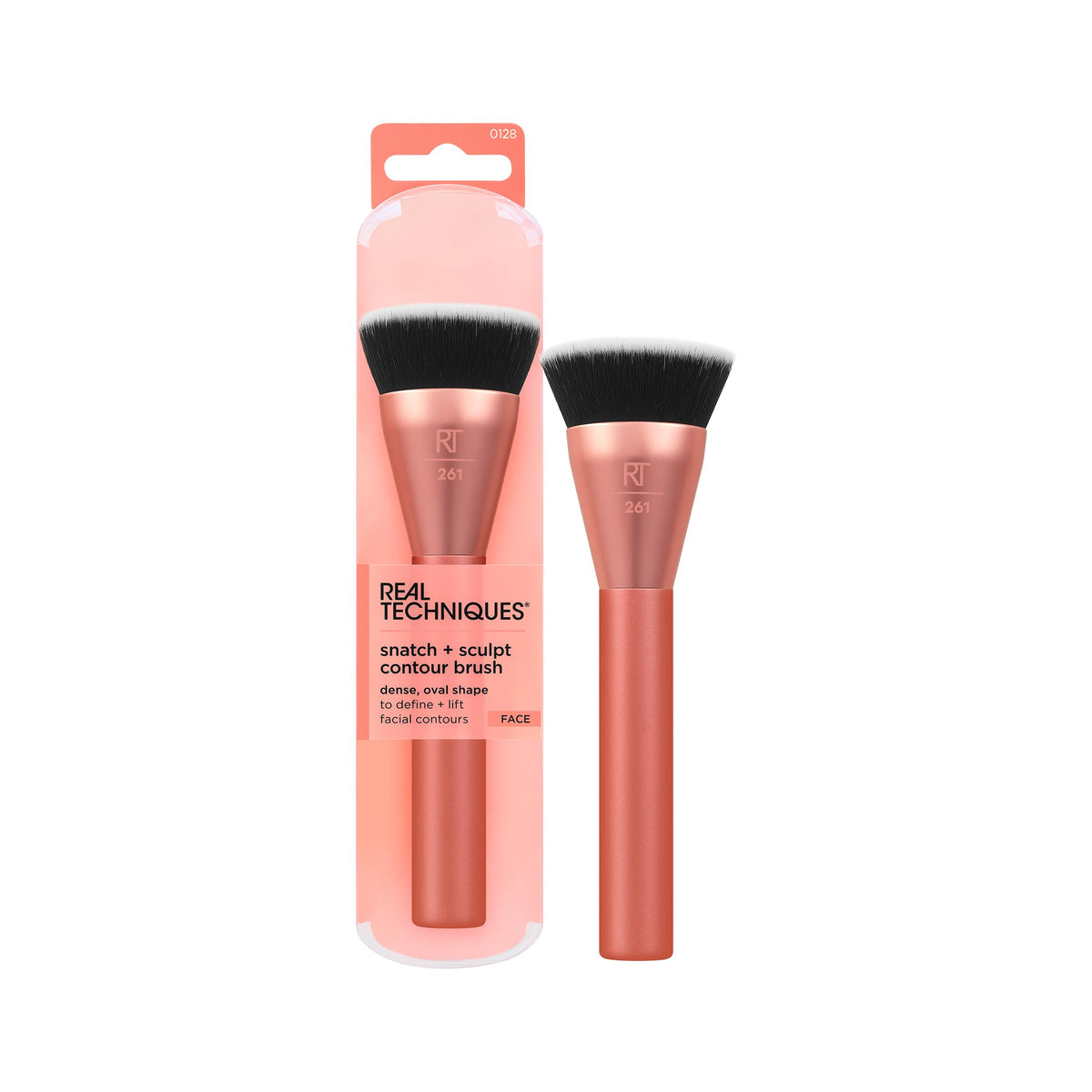 Real Techniques Snatch + Sculpt : pinceau à tête ovale pour contour naturel.