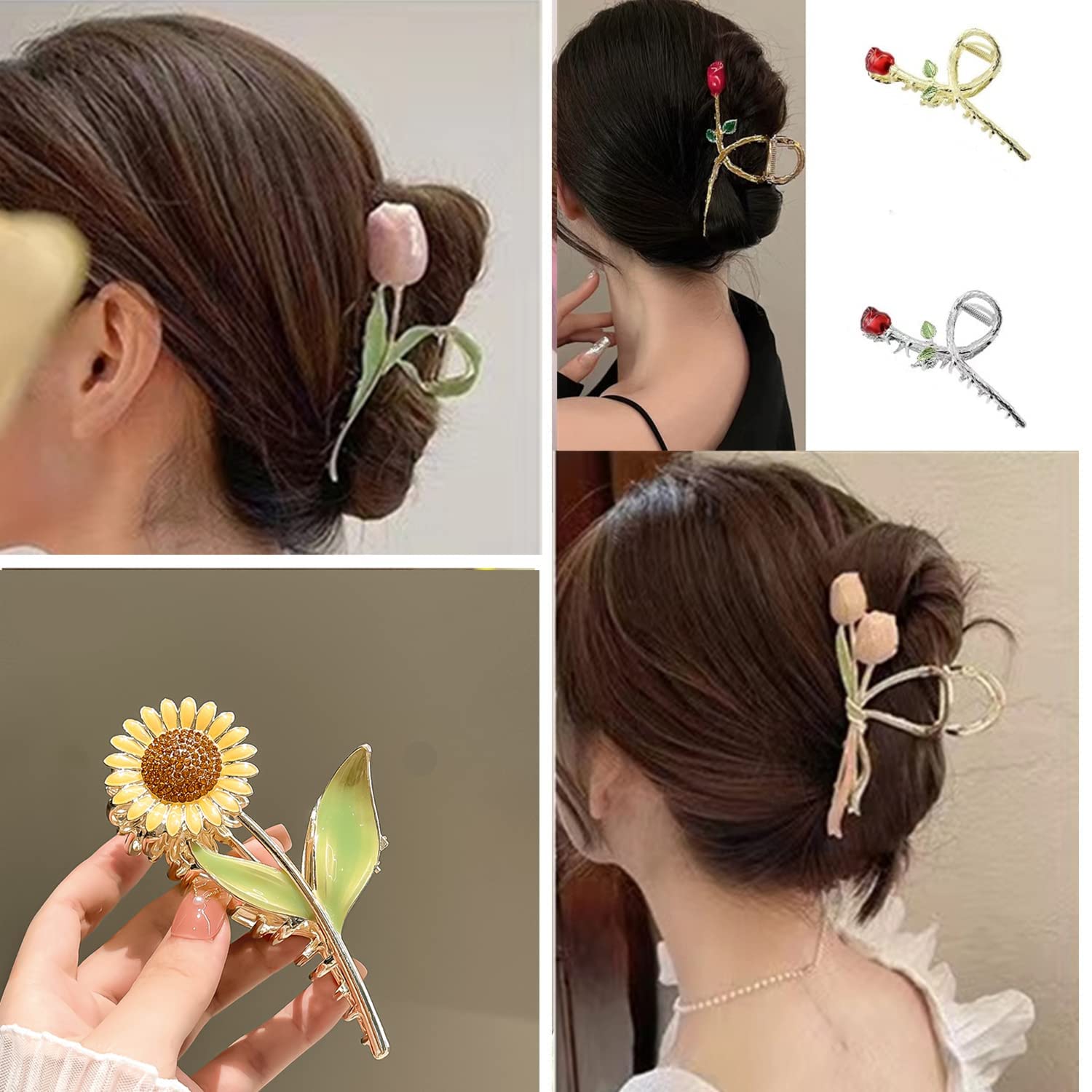 REALHUNLEE pinces fleurs tournesol: énergie et couleur lumineuse toute la journée.