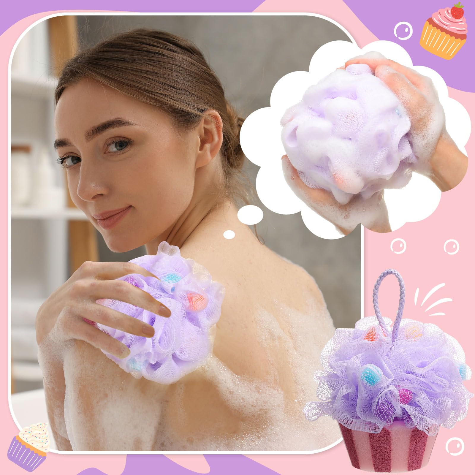Éponge Reallnaive avec corde de suspension, pratique pour sécher et maintenir l'hygiène.