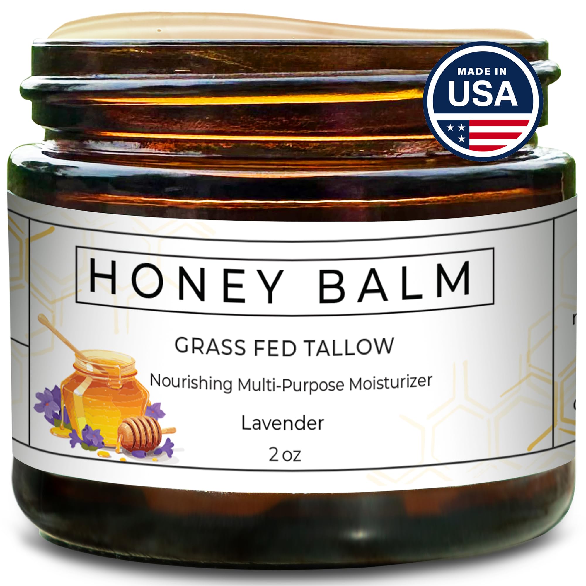 Baume Really Good Blends au suif et miel, pot, hydratation durable pour peau sèche.