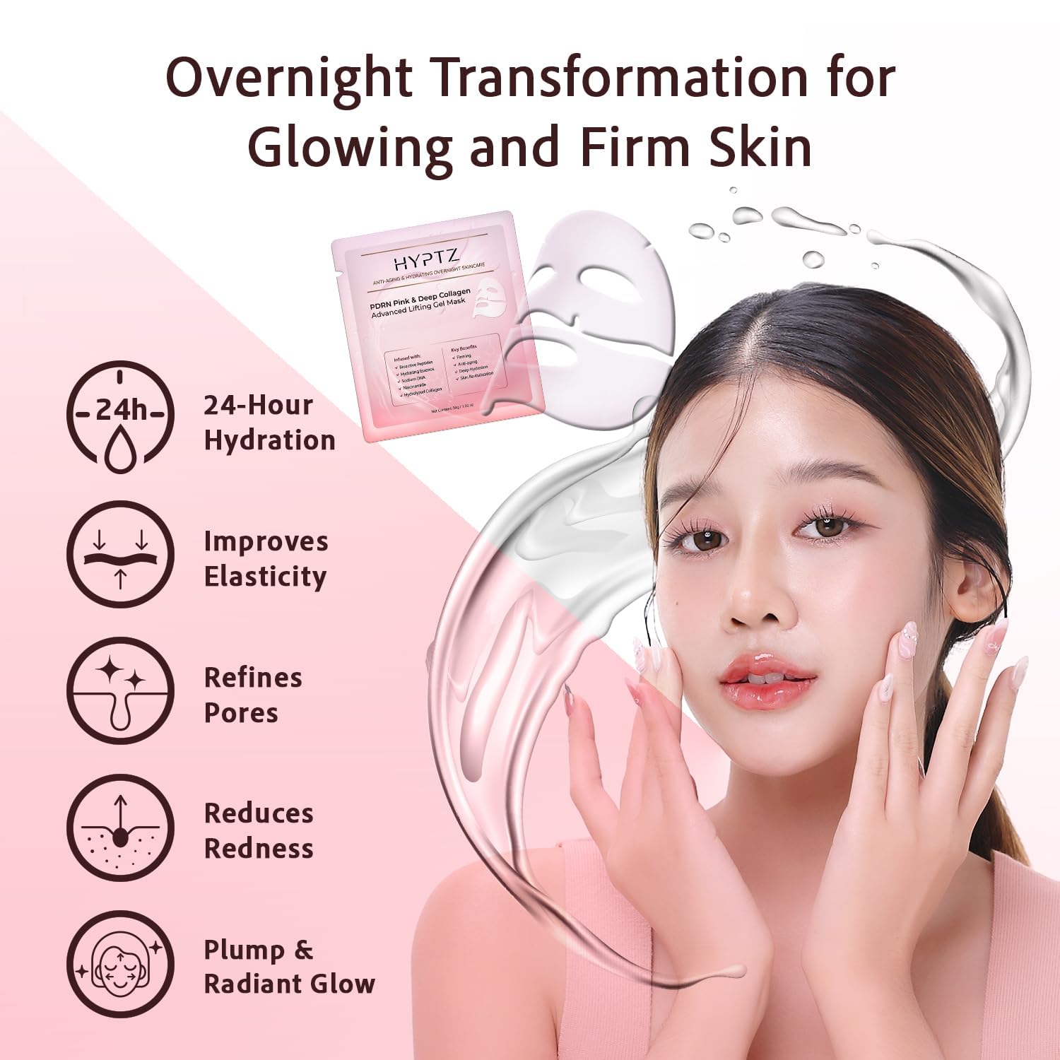 Realori Masque fermeté hydrogel rose – peau plus ferme durant la nuit