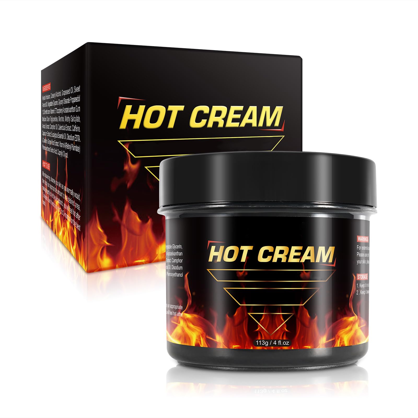REBODUM Crème transpirante chaude flacon visible pour une routine d'entraînement intense.