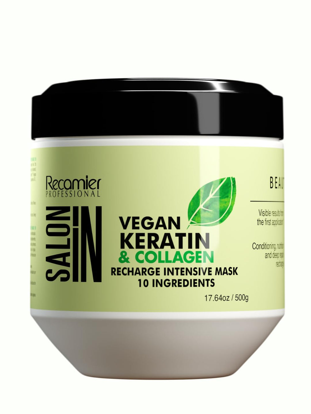 Recamier Professional Salon In – bouteille du masque, soin profond réhydrate les cheveux.