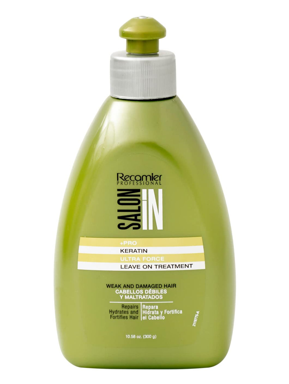 RECAMIER PROFESSIONAL SALON IN +Pro Keratin Ultra Force: flacon, soin sans rinçage pour discipliner les frisottis.