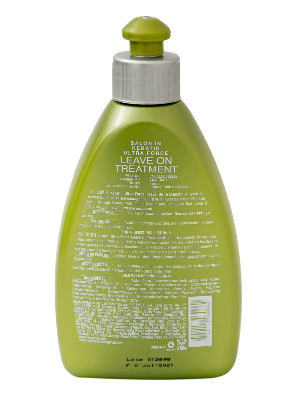 RECAMIER PROFESSIONAL SALON IN +Pro Keratin Ultra Force: texture légère qui nourrit durablement les fibres capillaires.