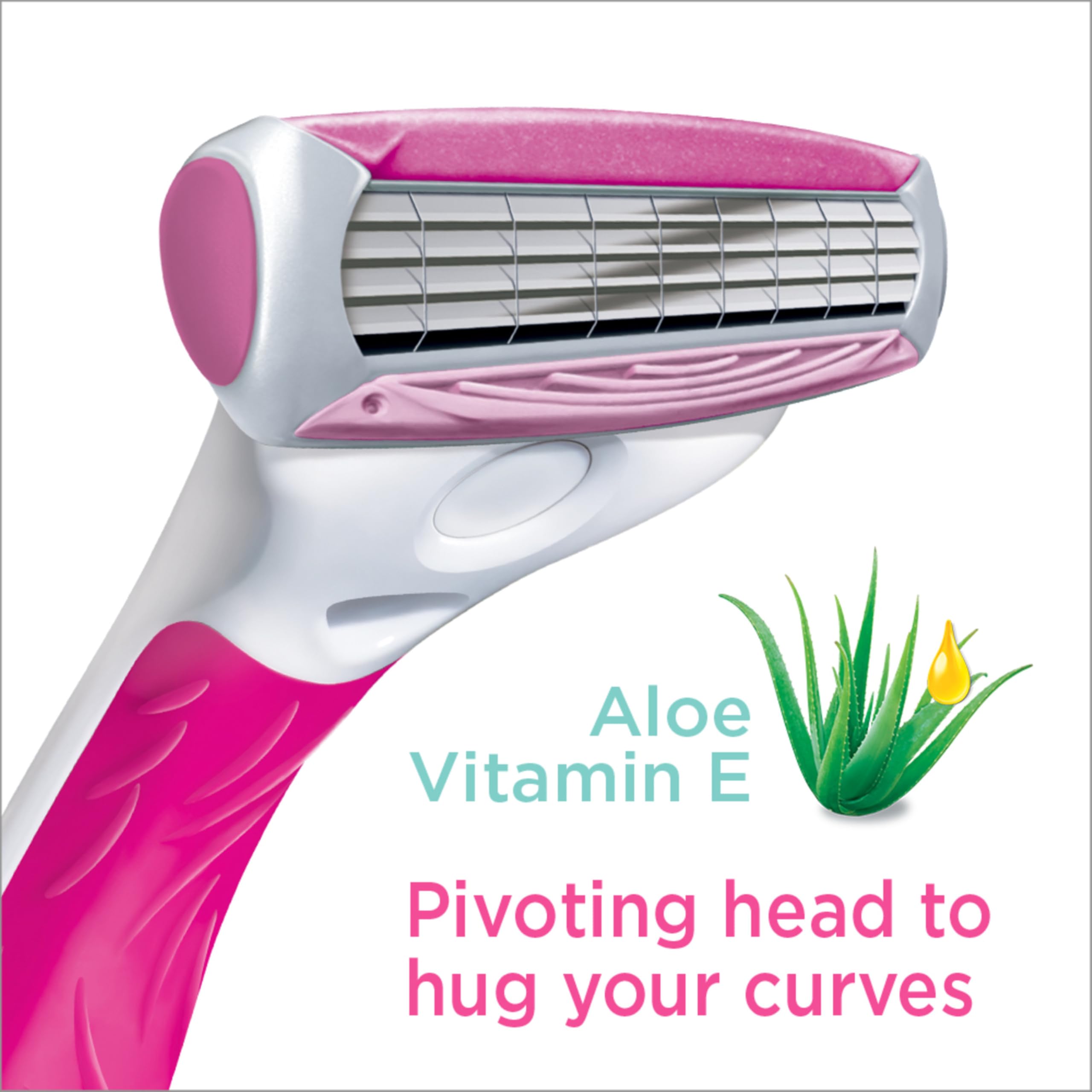 Recharge Quattro pour femmes avec bande aloé, apaisante et protectrice pendant le rasage.