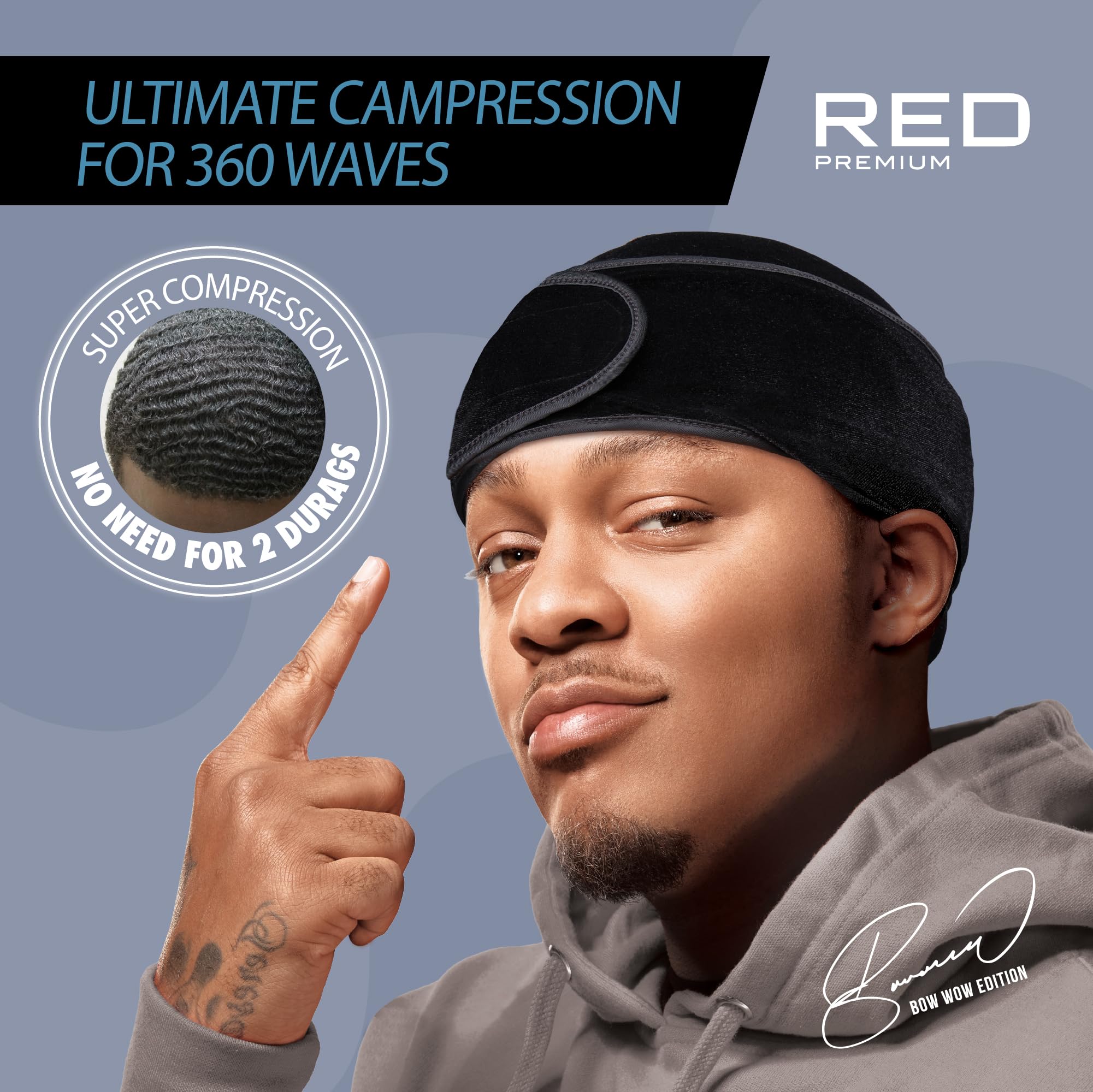 Design moderne sans cape, style épuré du durag Bow Wow X Power Wave.
