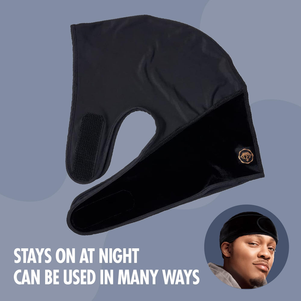 Étiquette premium au dos du durag ajoutant une touche de marque.