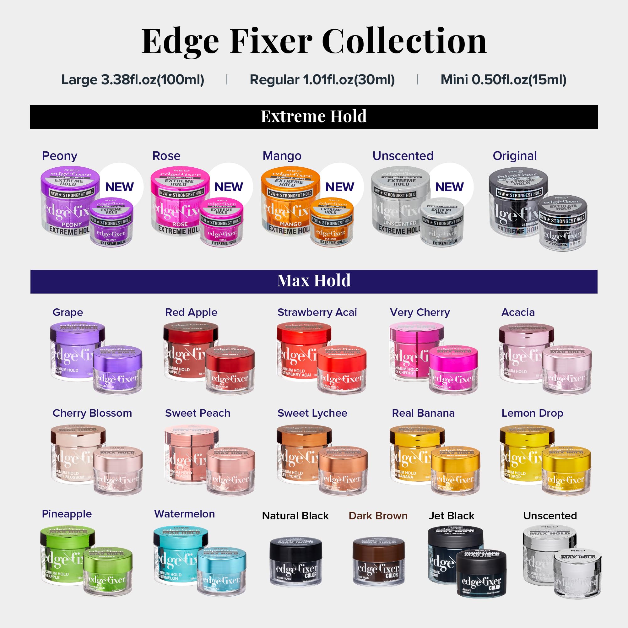 Red by Kiss Edge Fixer, formats voyage et maison 15 ml 30 ml 100 ml.