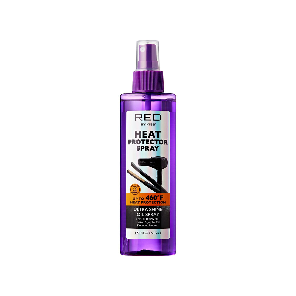 Red by Kiss, bouteille: protection thermique jusqu’à 460°F et brillance naturelle.