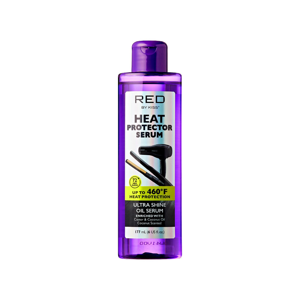 Red by Kiss Sérum protection chaleur, flacon pour les cheveux, usage lors du coiffage.